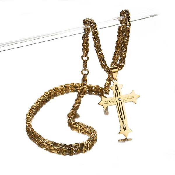 pendant necklaces man cross heavy necklace byzantinism chain overlay design solid stainless steel jewelry accessories, Silver
pendant necklaces man cross heavy necklace byzantinism chain overlay design solid stainless steel jewelry accessories, Silver