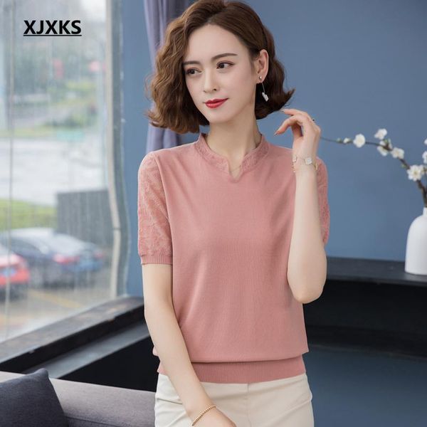 fashion lace short sleeve women t-shirt 2021 summer style mandarin collar knitted women's, White
fashion lace short sleeve women t-shirt 2021 summer style mandarin collar knitted women's, White
