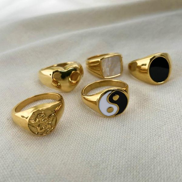 cluster rings gold plated stainless steel shell for women heart shape yin yang chunky finger waterproof jewelry, Golden;silver
cluster rings gold plated stainless steel shell for women heart shape yin yang chunky finger waterproof jewelry, Golden;silver