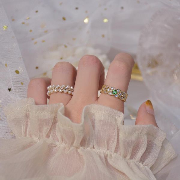 cluster rings 14k real gold exquisite zircon pearl simple emerald diamond design sense open ring for women, Golden;silver
cluster rings 14k real gold exquisite zircon pearl simple emerald diamond design sense open ring for women, Golden;silver