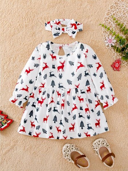baby christmas tree & elk print flounce sleeve dress & headband she, Red;yellow
baby christmas tree & elk print flounce sleeve dress & headband she, Red;yellow