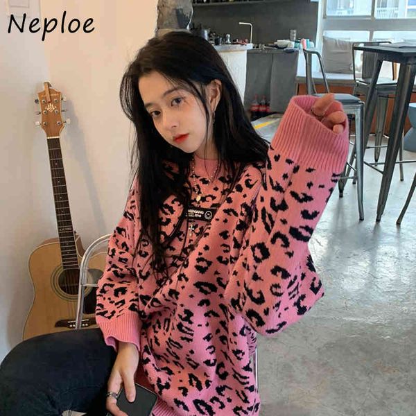 neploe o neck pullover long sleeve sweater women vintage leopard pattern outwear pull femme autumn winter loose causal sueter 210423, White;black
neploe o neck pullover long sleeve sweater women vintage leopard pattern outwear pull femme autumn winter loose causal sueter 210423, White;black