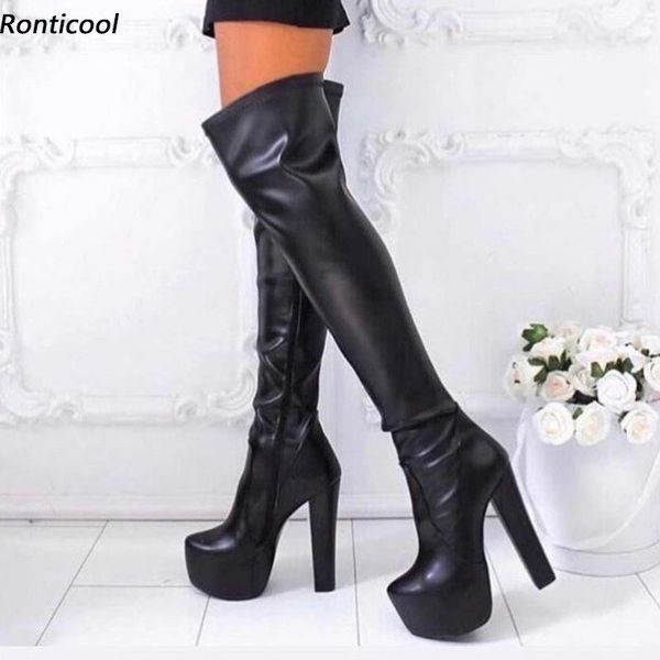 boots ronticool women platform spring over the knee stretch block heels round toe elegant black party shoes us size 5-20
boots ronticool women platform spring over the knee stretch block heels round toe elegant black party shoes us size 5-20
