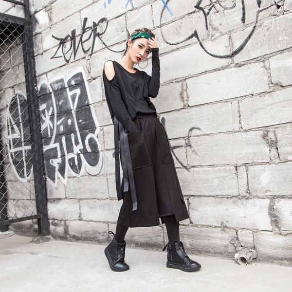 streetwear women spring pocket wide leg casual elastic waist loose calf -length pants, Black;white
streetwear women spring pocket wide leg casual elastic waist loose calf -length pants, Black;white