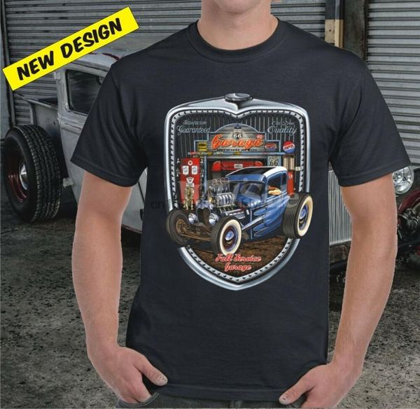 men's t-shirts route 66 open all night rod t-shirt, White;black