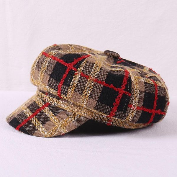 net red color grid octagonal hat lady outdoor travel sun protection autumn and winter warm duck tongue berets, Blue;gray
net red color grid octagonal hat lady outdoor travel sun protection autumn and winter warm duck tongue berets, Blue;gray