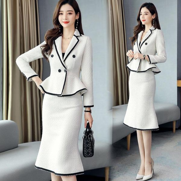 two piece dress tweed women skirt suits elegant vintage wool double breasted blazer jacket midi 2 set office lady work wear clothes, White
two piece dress tweed women skirt suits elegant vintage wool double breasted blazer jacket midi 2 set office lady work wear clothes, White