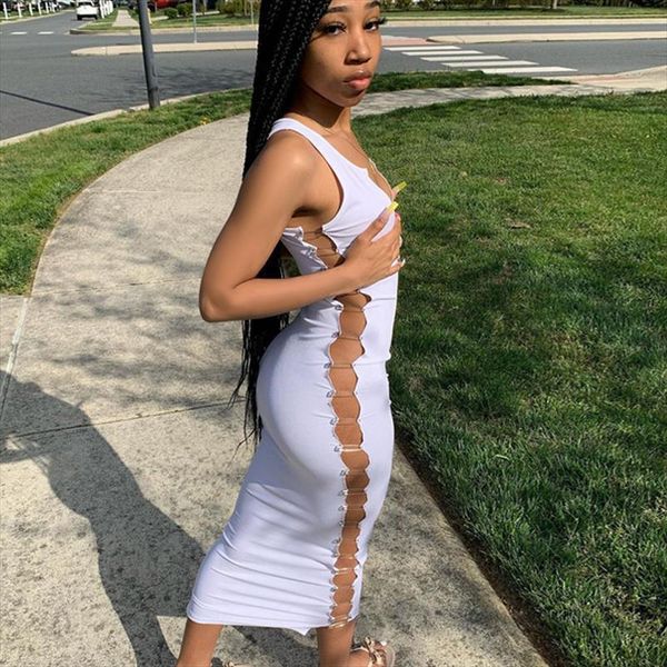 sleeveless solid clip women dress hollow out slit summer streetwear party club outfits y2k, Black;gray
sleeveless solid clip women dress hollow out slit summer streetwear party club outfits y2k, Black;gray