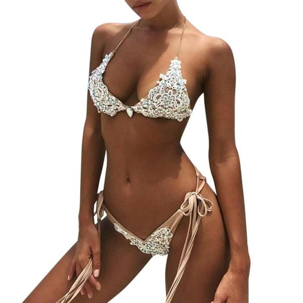 summer super low waist swimwear women hand-woven beaded bandage bikini set push up swimsuit beach suit biquini s-l women's, White;black
summer super low waist swimwear women hand-woven beaded bandage bikini set push up swimsuit beach suit biquini s-l women's, White;black