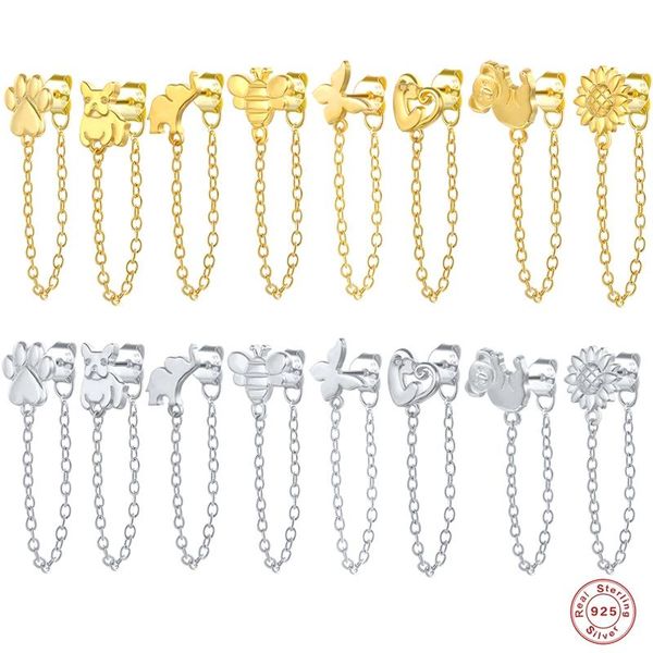 1pcs plata de ley 925 earring chain bee monkey butterfly stud earrings for women pendientes brincos tassel link, Golden;silver
1pcs plata de ley 925 earring chain bee monkey butterfly stud earrings for women pendientes brincos tassel link, Golden;silver