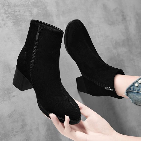 boots 4cm/6cm heels ankle split leather women black short ladies shoes fashion autumn winter for woman n0041
boots 4cm/6cm heels ankle split leather women black short ladies shoes fashion autumn winter for woman n0041
