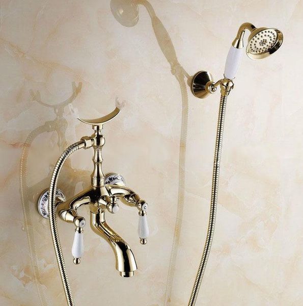 gold color brass ceramics base wall mounted clawfoot bath tub faucet mixer tap telephone style hand held shower head set atf415 bathroom set
gold color brass ceramics base wall mounted clawfoot bath tub faucet mixer tap telephone style hand held shower head set atf415 bathroom set