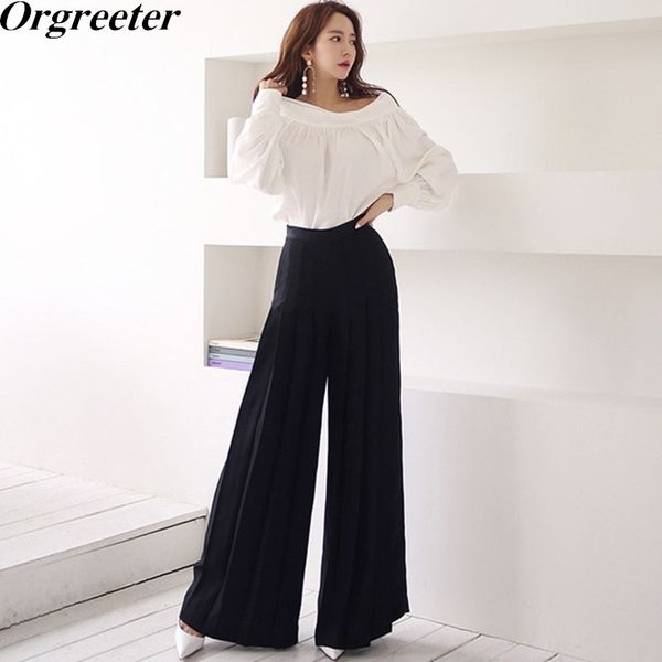 temperament ol women off shoulder long puff sleeve blouse shirt and pleated wide leg pants office wear clothing set autumn 210525, White
temperament ol women off shoulder long puff sleeve blouse shirt and pleated wide leg pants office wear clothing set autumn 210525, White
