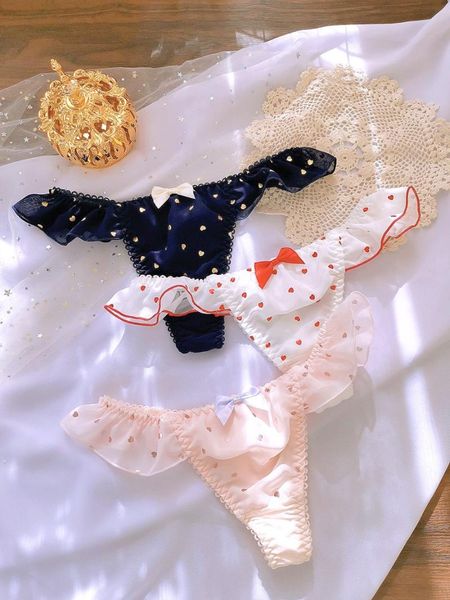 women's panties japanese cute ruffle polka dot bow cotton lace thong girl low waist underwear, Black;pink
women's panties japanese cute ruffle polka dot bow cotton lace thong girl low waist underwear, Black;pink