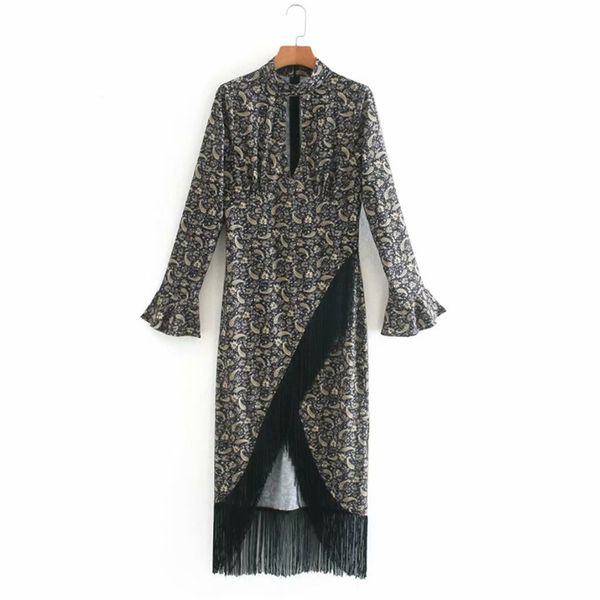 summer women vintage wrap dress long sleeve tassel floral print maxi es female elegant street party vestidos 210513, Black;gray
summer women vintage wrap dress long sleeve tassel floral print maxi es female elegant street party vestidos 210513, Black;gray