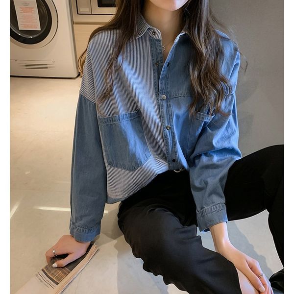 blouse women autumn korean loose denim shirt blusas femininas elegante women's fashion clothing 775h 210420, White
blouse women autumn korean loose denim shirt blusas femininas elegante women's fashion clothing 775h 210420, White