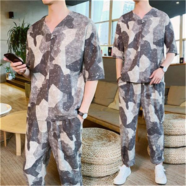 mens retro tracksuits designer chinese style casual 2pcs sets fashion trend short t-shirt camouflage trousers summer ethnic tang suits, Gray
mens retro tracksuits designer chinese style casual 2pcs sets fashion trend short t-shirt camouflage trousers summer ethnic tang suits, Gray