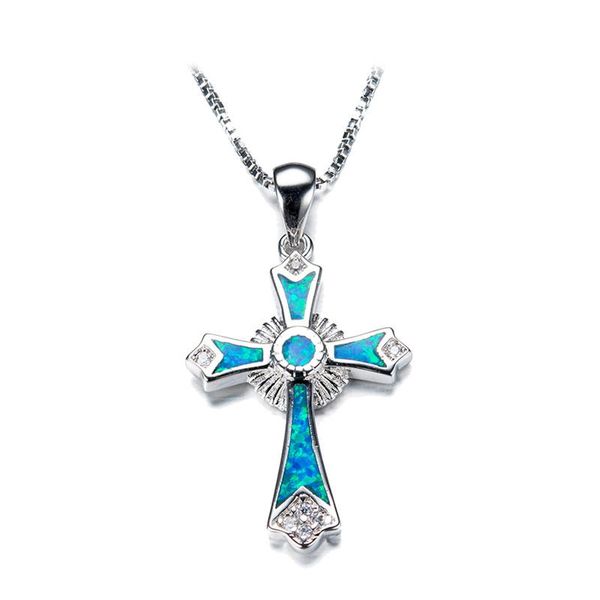 classic cross blue fire opal pendant necklaces for women wedding jewelry vintage fashion silver color chain necklace bridal gift
classic cross blue fire opal pendant necklaces for women wedding jewelry vintage fashion silver color chain necklace bridal gift