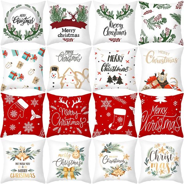 cushion/decorative pillow 2021 christmas pillowcase cartoon letter printing cushion cover office sofa home
