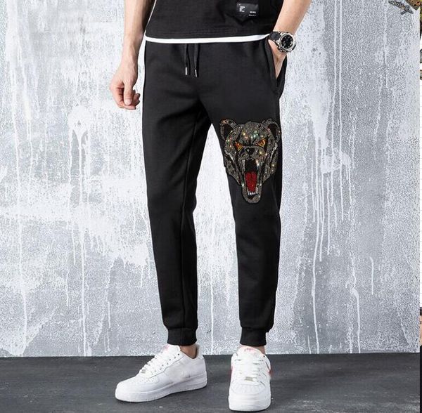 men's pants male hip hop fashion diamond sweatpants streetwear high-quality pants, Black
men's pants male hip hop fashion diamond sweatpants streetwear high-quality pants, Black