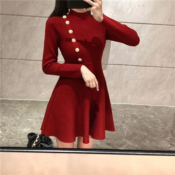 casual dresses fashion brand vintage knitted sweater dress women clothing spring fall long sleeve button self-cultivation red mini-dresses, Black;gray
casual dresses fashion brand vintage knitted sweater dress women clothing spring fall long sleeve button self-cultivation red mini-dresses, Black;gray