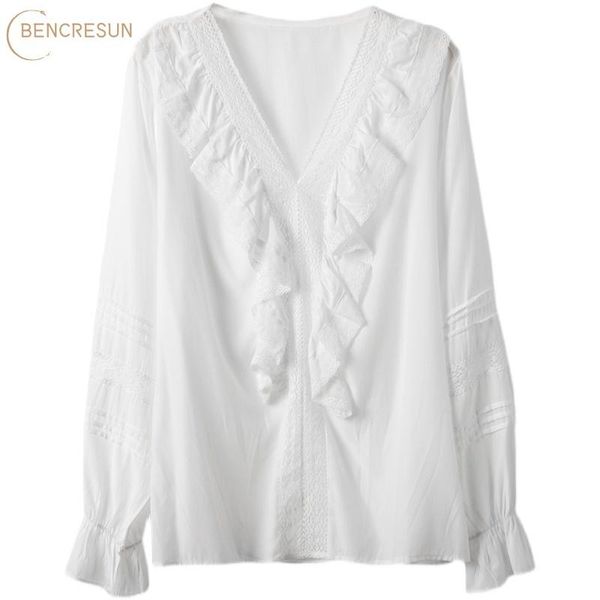 women's blouses & shirts elegant ruffles blouse women soft korean v-neck white lace patchwork plus size female casual spring autumn
women's blouses & shirts elegant ruffles blouse women soft korean v-neck white lace patchwork plus size female casual spring autumn