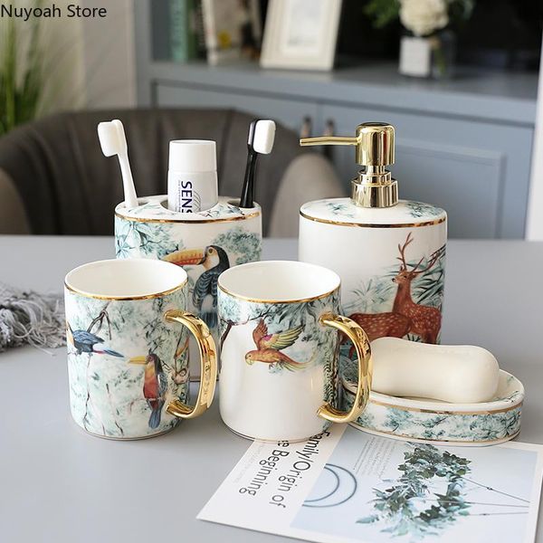 bathroom supplies jungle animal ceramic brushing cup soap dish lotion bottle toothbrush holder decoration accessories bath accessory set
bathroom supplies jungle animal ceramic brushing cup soap dish lotion bottle toothbrush holder decoration accessories bath accessory set