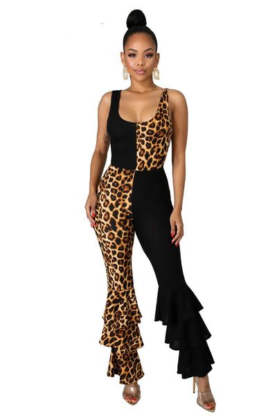 women's jumpsuits & rompers leopard print patchwork flare jumpsuit women romper cascading ruffle foot cut pants sleeveless tank party o, Black;white
women's jumpsuits & rompers leopard print patchwork flare jumpsuit women romper cascading ruffle foot cut pants sleeveless tank party o, Black;white