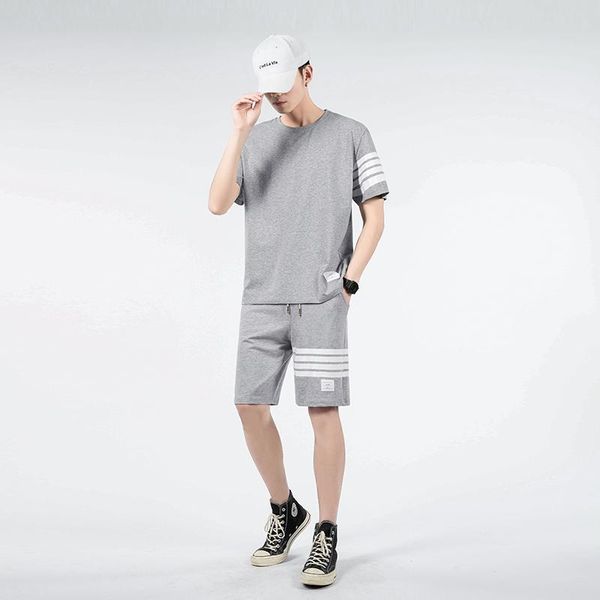 men's tracksuits men clothing 2021 t-shirts shorts clothes sets summer two piece outfits plus size sweatpants designer tracksuit korean, Gray