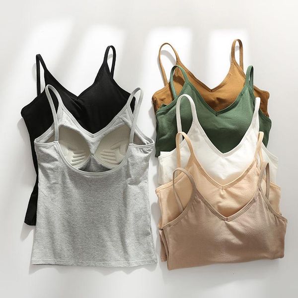women's tanks & camis summer cotton bra tank women modal spaghetti solid cami vest female camisole with built in fitness z33, White
women's tanks & camis summer cotton bra tank women modal spaghetti solid cami vest female camisole with built in fitness z33, White