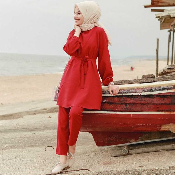 2021muslim abaya dubai two piece set women 2021 elegant pants suit long sleeves kaftan islamic clothing fashion styles robe, Red
2021muslim abaya dubai two piece set women 2021 elegant pants suit long sleeves kaftan islamic clothing fashion styles robe, Red