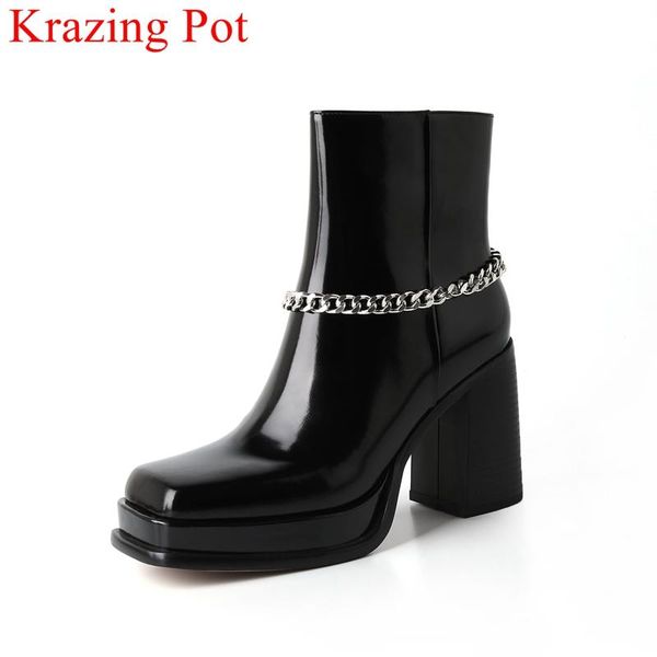 boots krazing pot 2022 cow leather zipper square toe motorcycles high heels winter shoes brand chain dress nightclub ankle, Black
boots krazing pot 2022 cow leather zipper square toe motorcycles high heels winter shoes brand chain dress nightclub ankle, Black