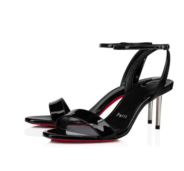 summer new ladies sandals metal stiletto red bottoms shoes patent leather reflective bare buckle wedding banquet party epic sandal 70 mm, Black
summer new ladies sandals metal stiletto red bottoms shoes patent leather reflective bare buckle wedding banquet party epic sandal 70 mm, Black