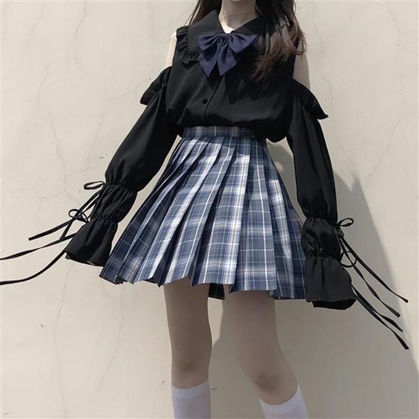 skirts jk uniform plaid skirt suit female summer style strapless tie shirt pleated two-piece y2k met dark wind mini harajuku, Black
skirts jk uniform plaid skirt suit female summer style strapless tie shirt pleated two-piece y2k met dark wind mini harajuku, Black