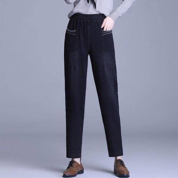 women's jeans spring autumn high waist women elastic harem pants casual plus size contrast color vintage long denim trousers, Blue
women's jeans spring autumn high waist women elastic harem pants casual plus size contrast color vintage long denim trousers, Blue