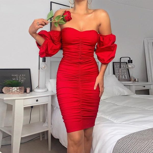 casual dresses 2021 summer dress women solid off shoulder ruched bodycon party, Black;gray
casual dresses 2021 summer dress women solid off shoulder ruched bodycon party, Black;gray
