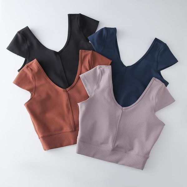 yoga outfit ribbed v-neck reversible dancer sport cropped t-shirts women leisure open back fitness gym workout crop tee
yoga outfit ribbed v-neck reversible dancer sport cropped t-shirts women leisure open back fitness gym workout crop tee