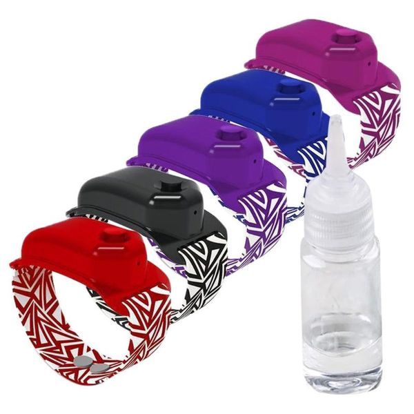 est 5pc hand sanitizer dispensing portable bracelet silicone wear wristband dispenser 10ml with 5 bottle red liquid soap 
est 5pc hand sanitizer dispensing portable bracelet silicone wear wristband dispenser 10ml with 5 bottle red liquid soap