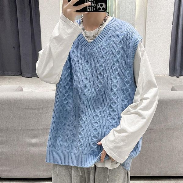 men's vests v-neck men sweater vest korean casual pullover fashion streetwear sleeveless knitted plus size, Black;white
men's vests v-neck men sweater vest korean casual pullover fashion streetwear sleeveless knitted plus size, Black;white