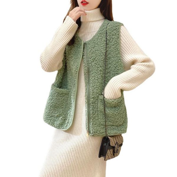 women's vests autumn winter female vest jacket 2021 korean short lamb hair overcoat zipper sleeveless waistcoat clothing coat, Black;white
women's vests autumn winter female vest jacket 2021 korean short lamb hair overcoat zipper sleeveless waistcoat clothing coat, Black;white
