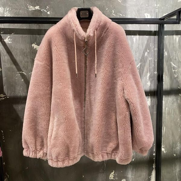 women's fur & faux bomber jacket genuine wool sheared sheep coats stand collar real shearing outwear, Black
women's fur & faux bomber jacket genuine wool sheared sheep coats stand collar real shearing outwear, Black