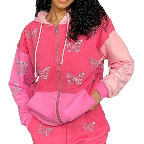 women's hoodies & sweatshirts hoodie y2k drill design sweatshirt long sleeve zipper women coat harajuku streetwear aesthetic hip hop, Black
women's hoodies & sweatshirts hoodie y2k drill design sweatshirt long sleeve zipper women coat harajuku streetwear aesthetic hip hop, Black