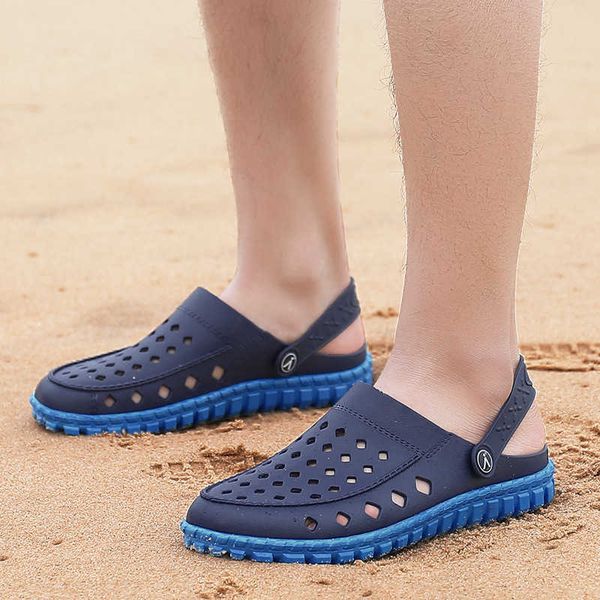 2020 new summer hole slippers sandals men's beach shoes, Black