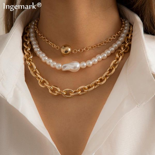 chokers 3pcs/set irregular baroque pearl chain necklace for women steampunk vintage cuban curb link choker jewelry accessories, Golden;silver
chokers 3pcs/set irregular baroque pearl chain necklace for women steampunk vintage cuban curb link choker jewelry accessories, Golden;silver