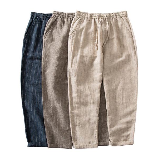 men's pants 2021 chinese style men's linen cropped trousers plus size cotton and striped casual foot flat, Black
men's pants 2021 chinese style men's linen cropped trousers plus size cotton and striped casual foot flat, Black