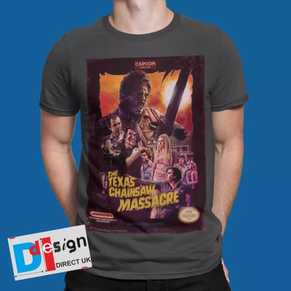 texas chain saw massacre t-shirt movie horror retro 1970's tee film halloween 2, White;black
texas chain saw massacre t-shirt movie horror retro 1970's tee film halloween 2, White;black