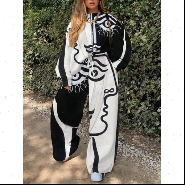 2 piece sets african o women tracksuits neck black and white print elastic sweatshirt lace up sweatpants kniting casual suits, Gray
2 piece sets african o women tracksuits neck black and white print elastic sweatshirt lace up sweatpants kniting casual suits, Gray
