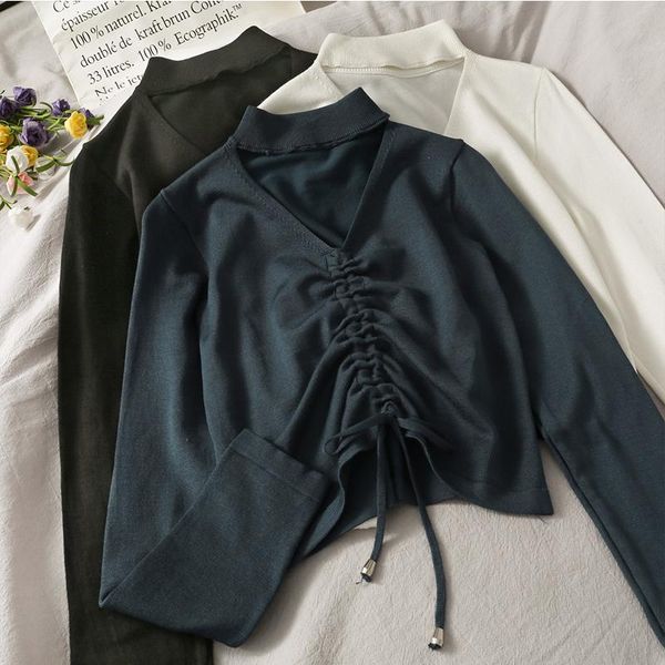 women's t-shirt korean hollow out o-neck long sleeve t-shirts clothing drawstring lace-up knitting ladies autumn fashion tees, White
women's t-shirt korean hollow out o-neck long sleeve t-shirts clothing drawstring lace-up knitting ladies autumn fashion tees, White