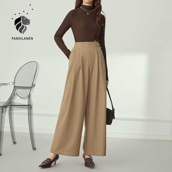 fansilanen high waist pleated wide leg pants women loose autumn winter casual trousers female office vintage suit 210607, Black;white
fansilanen high waist pleated wide leg pants women loose autumn winter casual trousers female office vintage suit 210607, Black;white