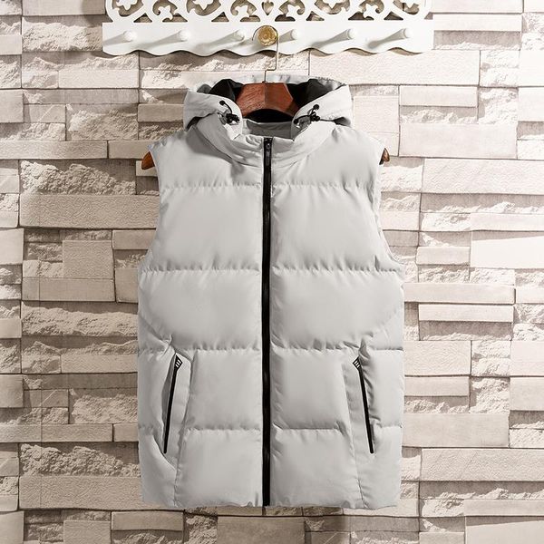 men's vests 2021 autumn and winter fashion sleeveless padded cotton jacket with detachable hat., Black;white
men's vests 2021 autumn and winter fashion sleeveless padded cotton jacket with detachable hat., Black;white